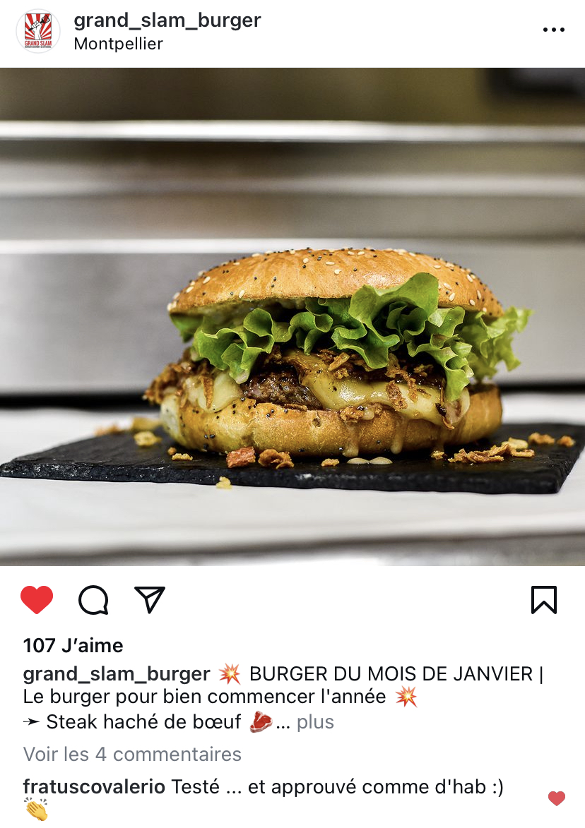 IMG_2531 Post Instagram du burger du mois pour le fast-food Le Grand Slam, à Montpellier